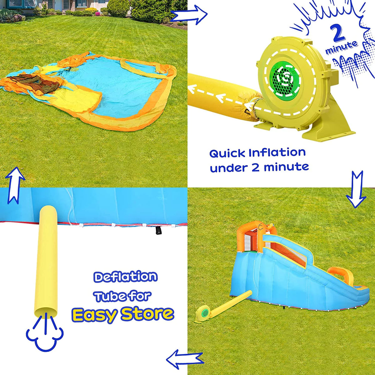 Inflatable Water Slide Bounce House with Splash Pool M66446