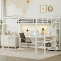 Full Size Black Metal Loft Bed with Desk and Wardrobe D76634