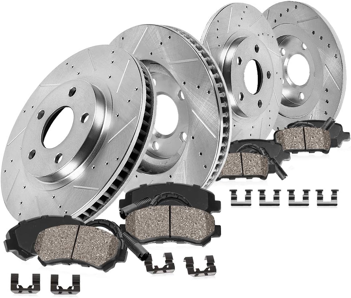 FRONT 307mm + REAR 279.7mm D/S 5Lug Rotors + Brake Pads + Clips + Sensors M288