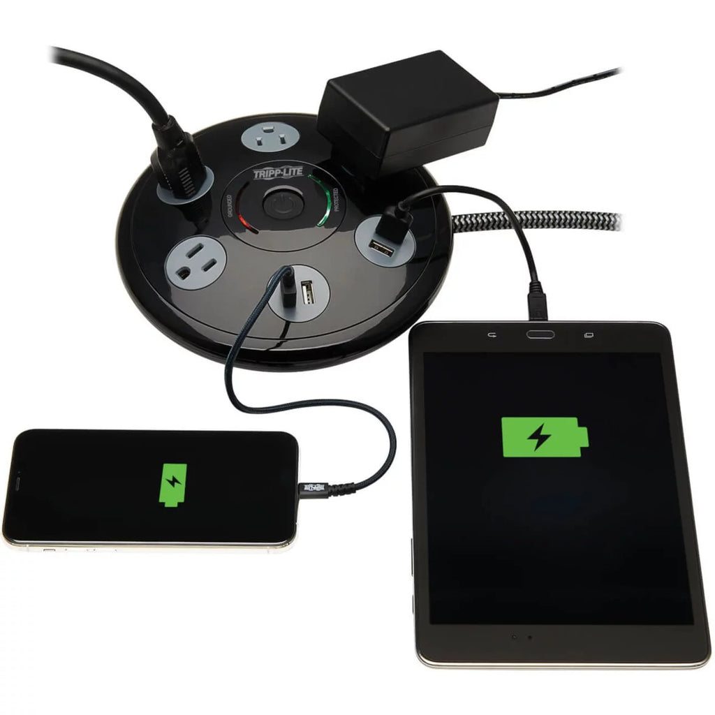 Surge Protector with 4 Outlets & 4 USB-A Ports 6ft Cord Black L188