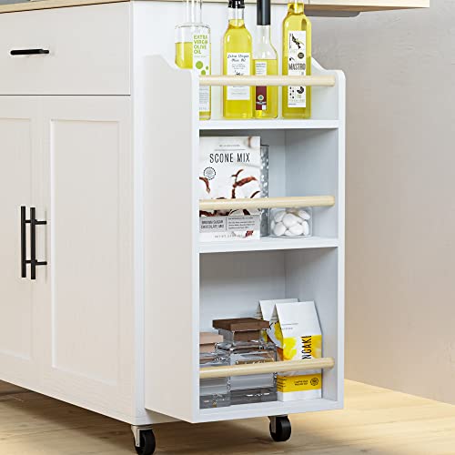 Black Rolling Kitchen Island with Storage and Drop Leaf B988