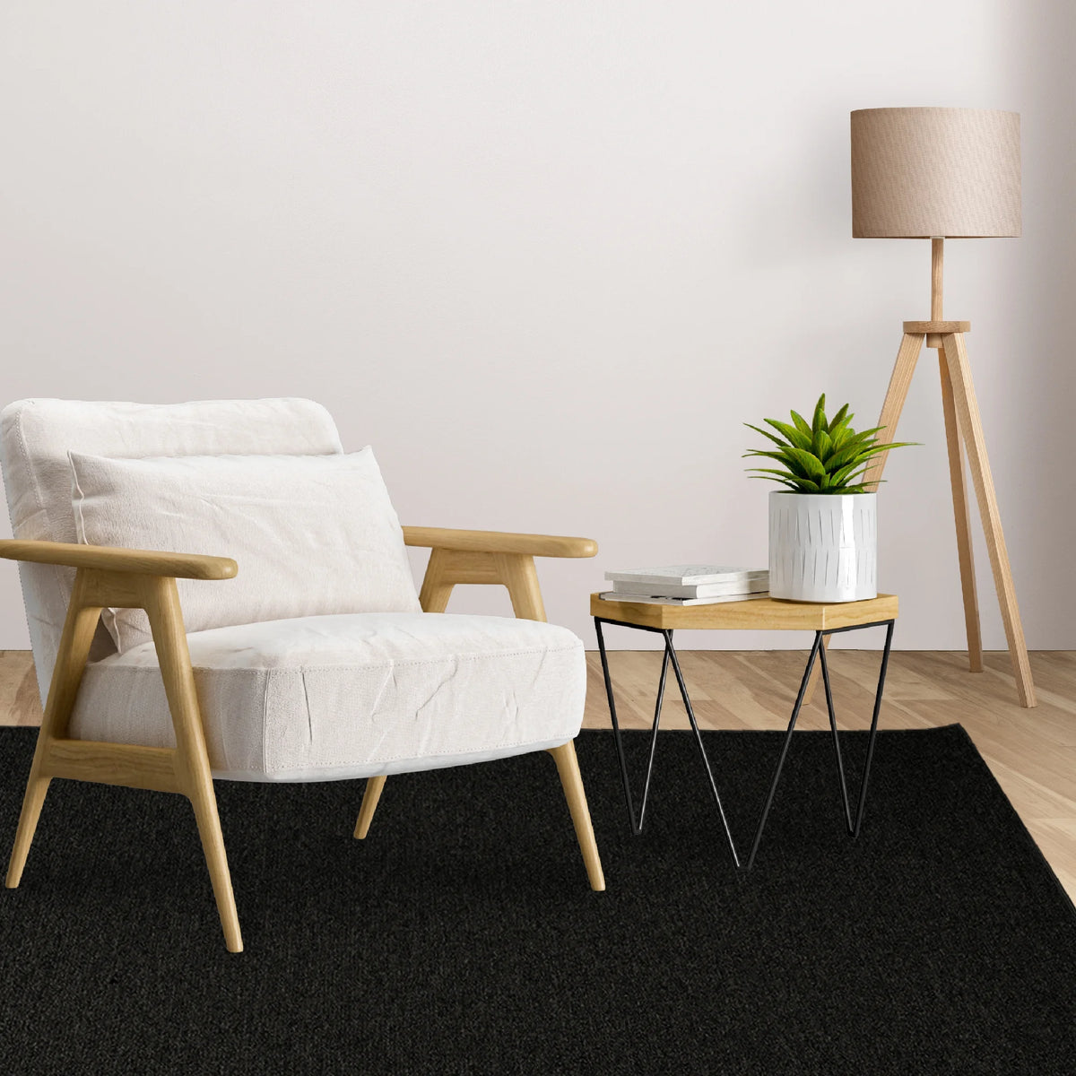 Black 5' x 8' Solid Color Area Rug K272