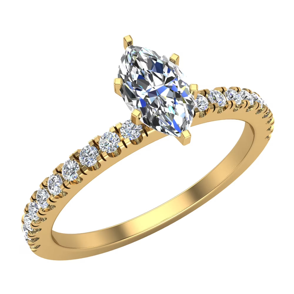 Marquise Solitaire Diamond Ring 18K Gold 0.65 CT TW R408