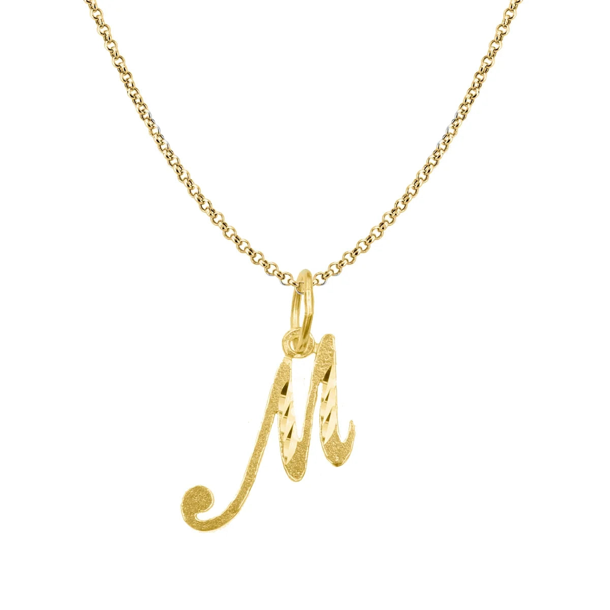 14K Yellow Gold Diamond-Cut Initial Pendant Necklace with 22" Chain L989582