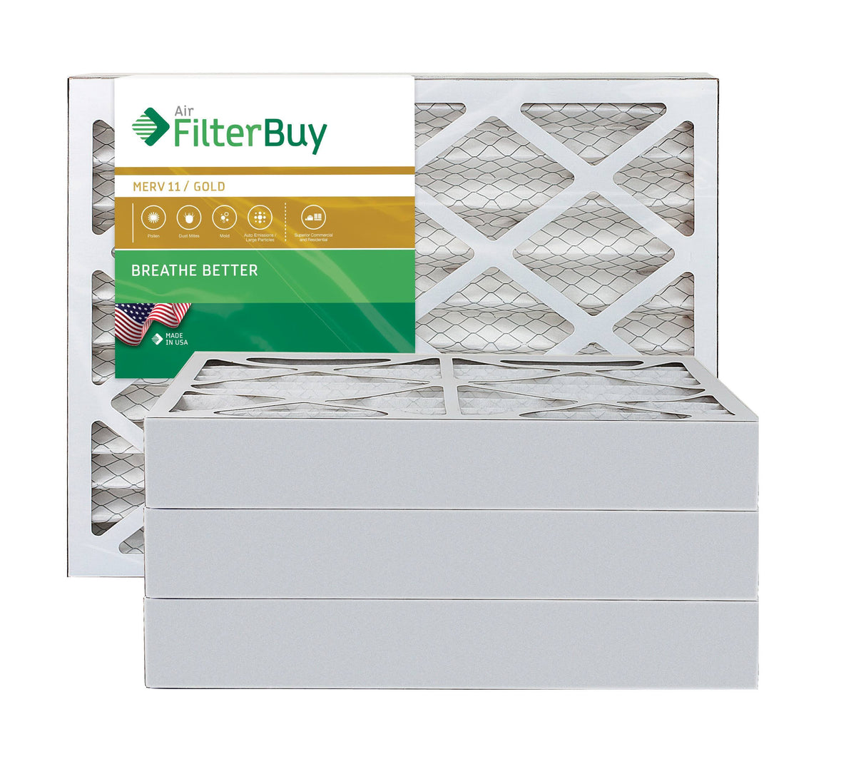 MERV 11 Pleated AC Furnace Air Filter, Pack of 4 W344