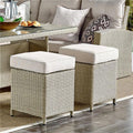 Cream Wicker Outdoor Square Stools with Cushions Set of 2 X27504