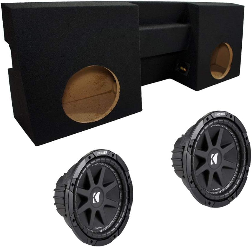Compatible with 2005-2012 Toyota Tacoma Double Cab Dual 10 Sub Box Enclosure R2144