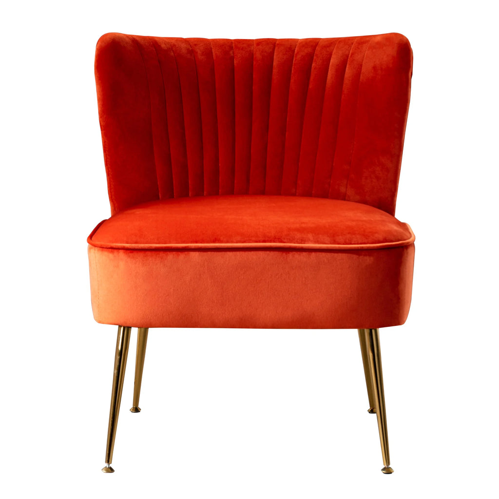 Orange Tufted Velvet Accent Chair R445783
