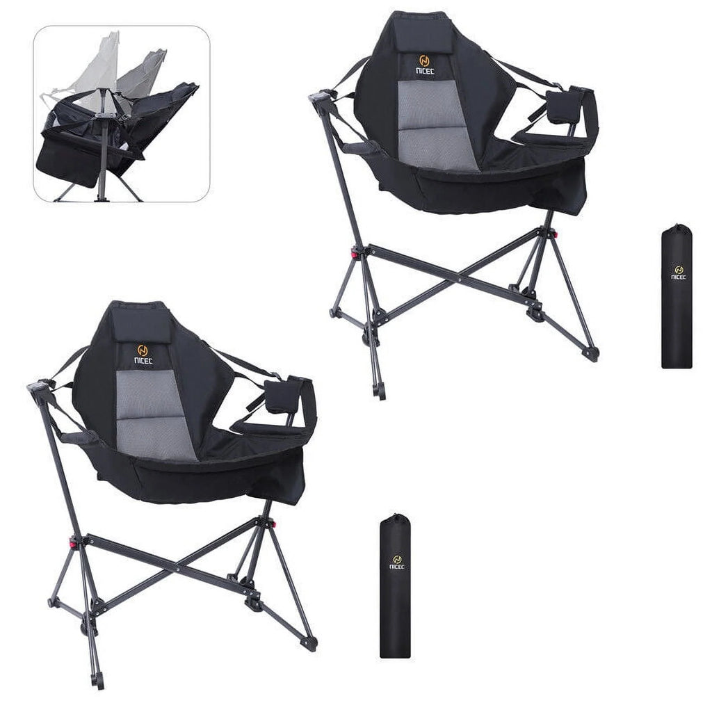 Folding Camping Chair with Cup Holder and Side Pocket, Set of 2 U134689