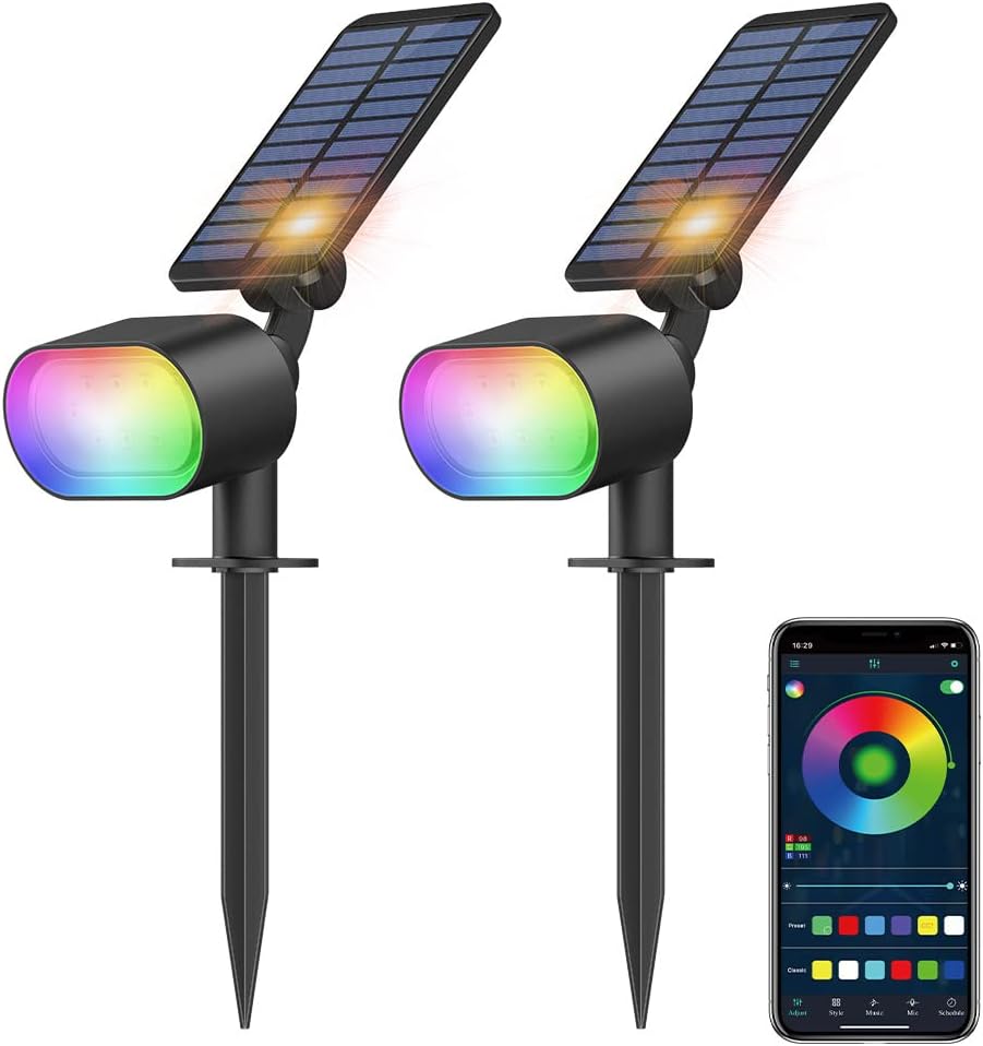 4 Pack Solar Landscape Spotlights, Warm&Cool White, IP65 Waterproof X518