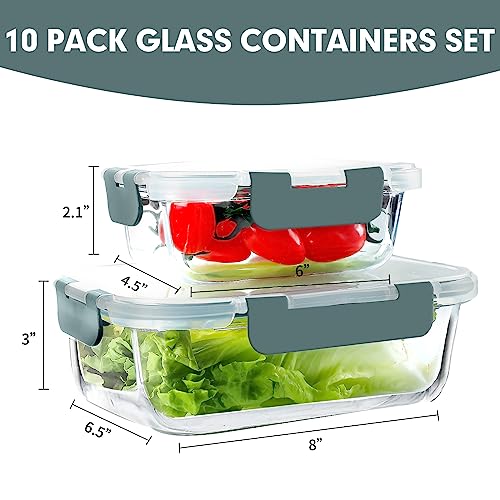 10 Pack Glass Meal Prep Containers with Lids G768