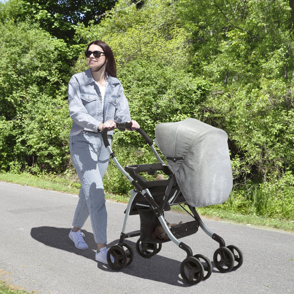 Grey Tweed Reversible Handle Stroller X138