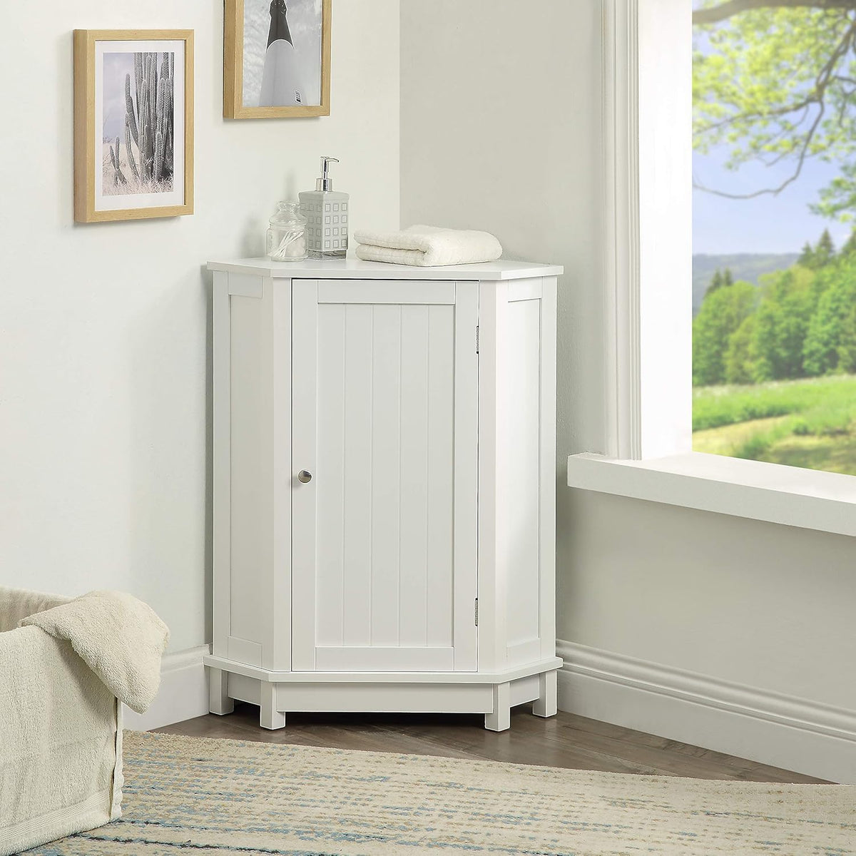 White Triangular Storage Cabinet X295