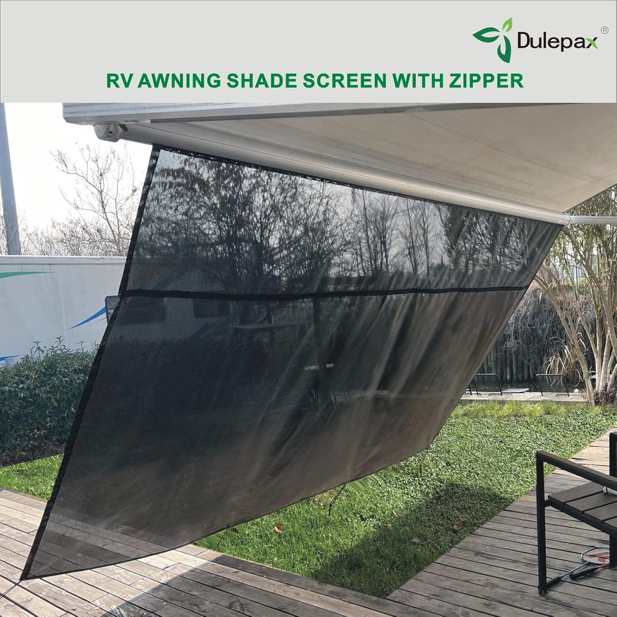 RV Awning Shade Screen with Zipper 8'X18'3'' Universal Sun Shade Screen with Complete Kits I93794