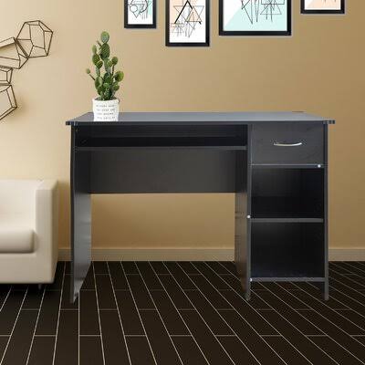 Black Computer Desk with Keyboard Tray E48224