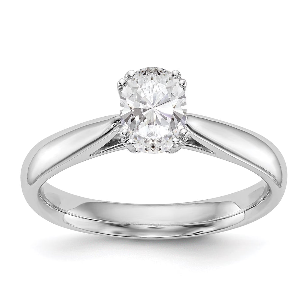 0.50ct CZ Solid 14K White Gold Oval Solitaire Engagement Ring I48802