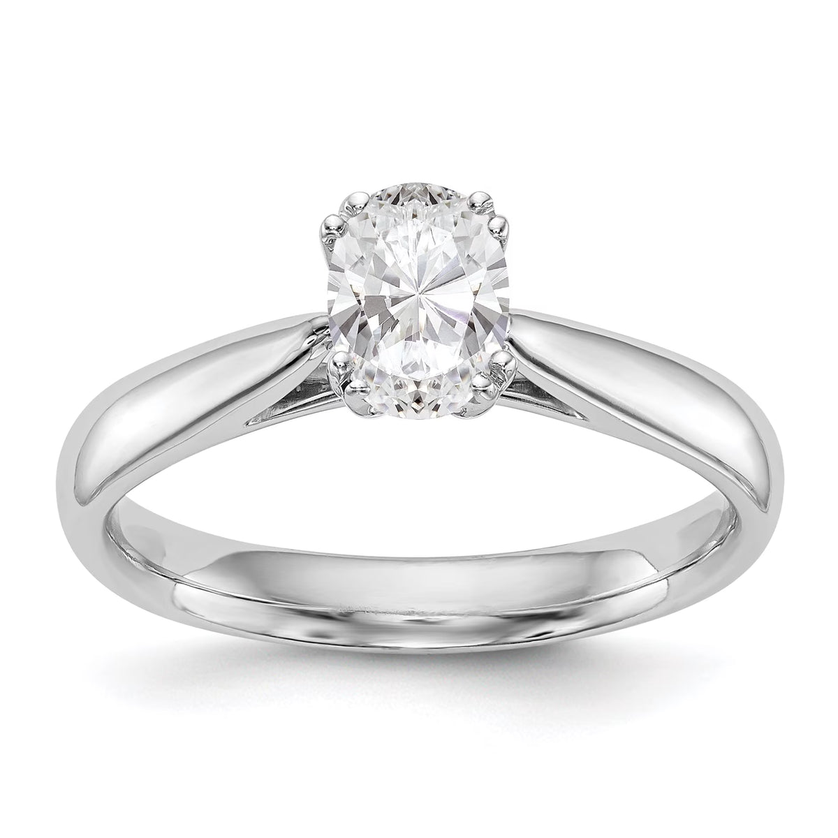 0.50ct CZ Solid 14K White Gold Oval Solitaire Engagement Ring I48802