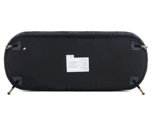 Black Sherpa Storage Ottoman Bench with Metal Legs G144