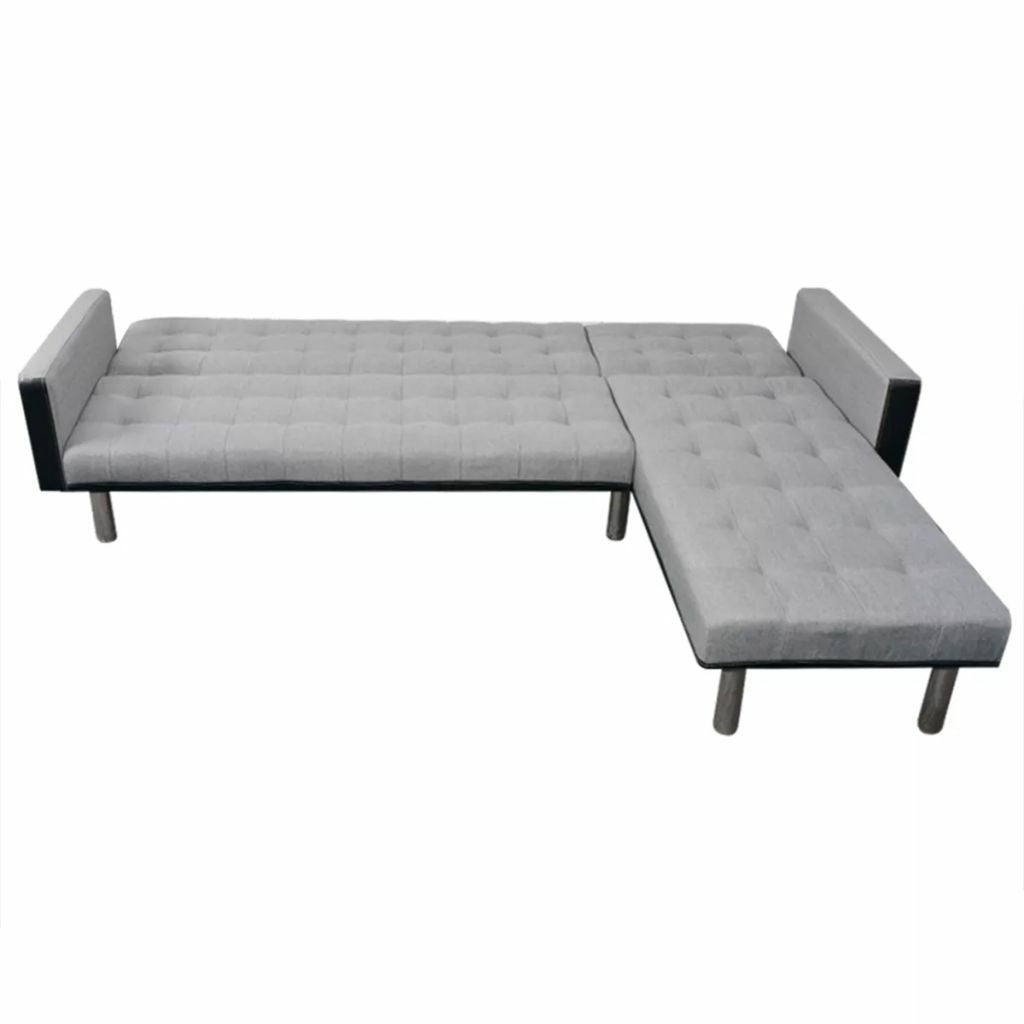 L-shaped Sofa Bed Fabric Black and Gray H333