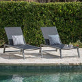 Aluminum Chaise Lounge Set of 2 Grey Black W74418