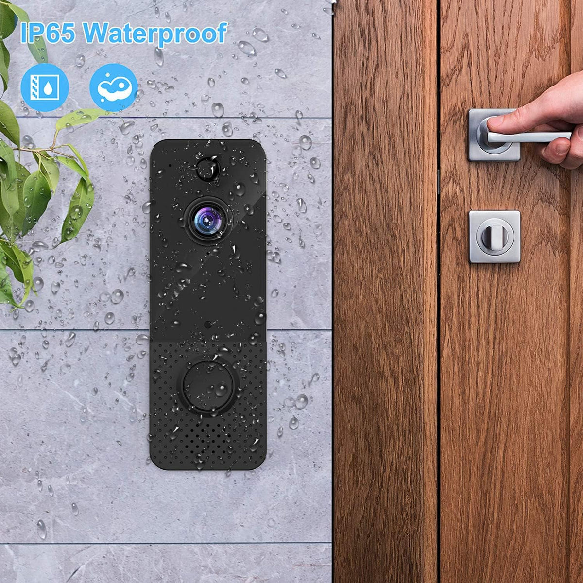 Wireless 1080P HD Video Doorbell with Chime, 2-Way Audio, Night Vision, IP65 Weatherproof, Pack of 2 J597173