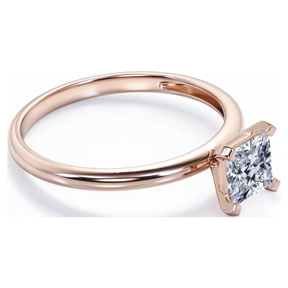 18K Rose Gold Plating Over Silver Princess Cut Moissanite Solitaire Ring N53384