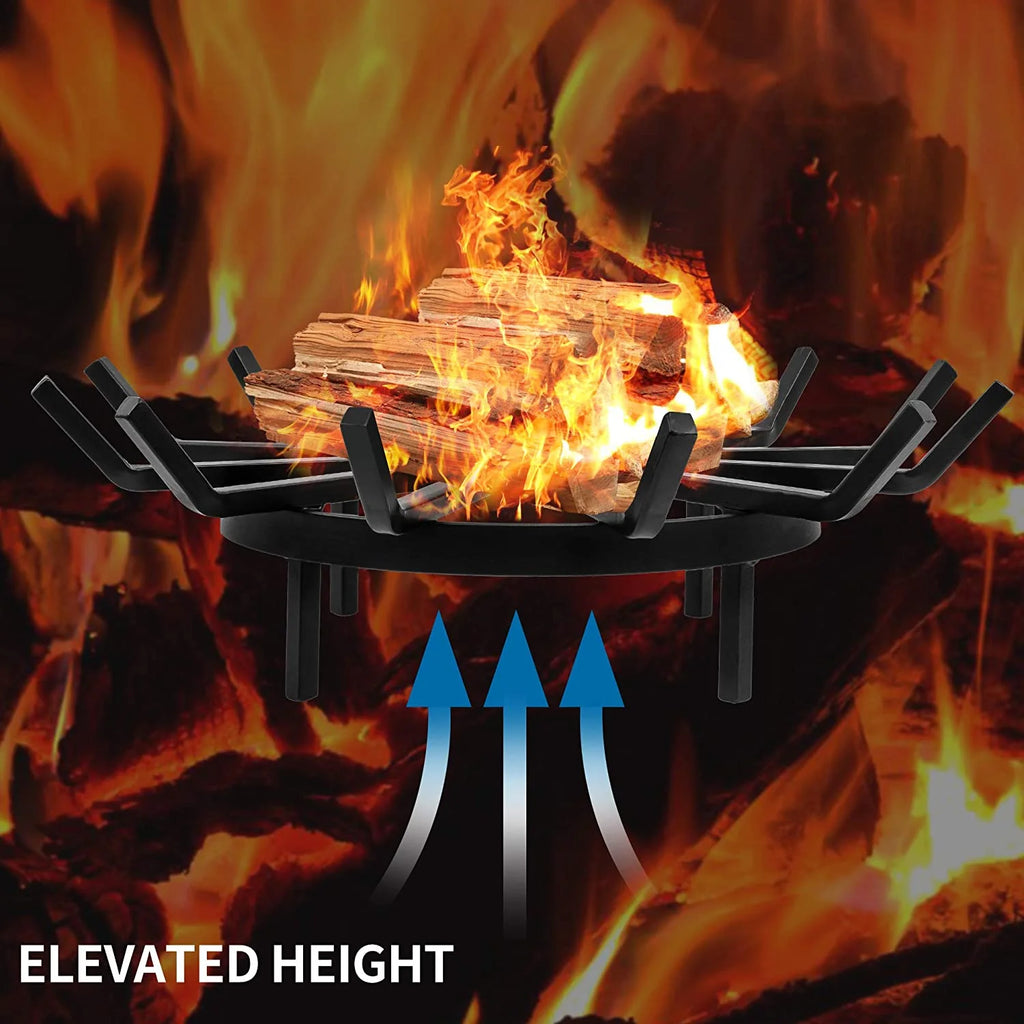 24in Wrought Iron Fire Grate Heavy Duty Black Fireplace Stove Burning Rack Holder 4Legs R981