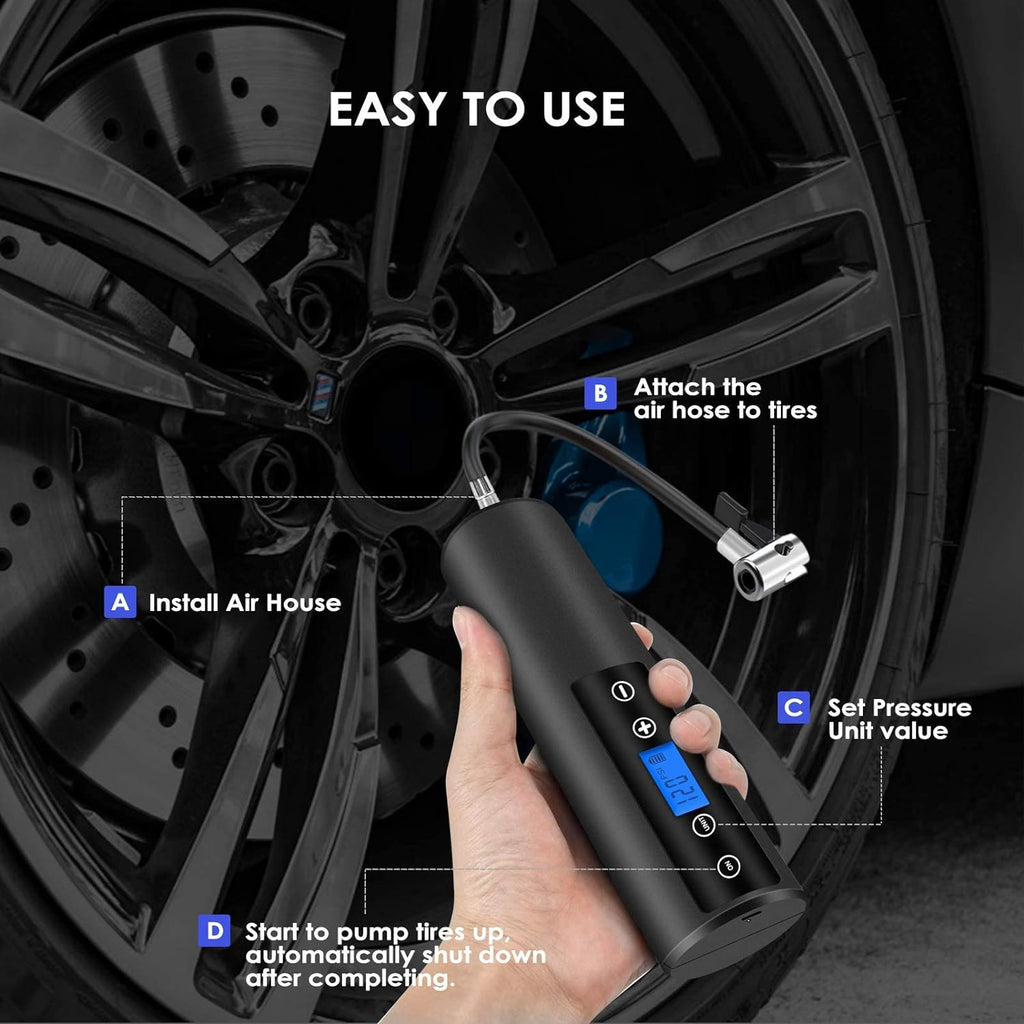 150 PSI Cordless Tire Inflator Air Compressor with LCD Display LED Light W797