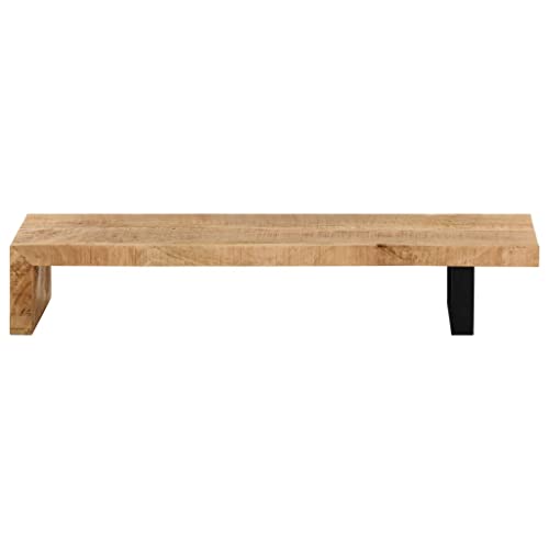 Solid Mango Wood TV Stand with Wrought Iron Legs, 45.3" L x 18" W x 15.7" H G567875