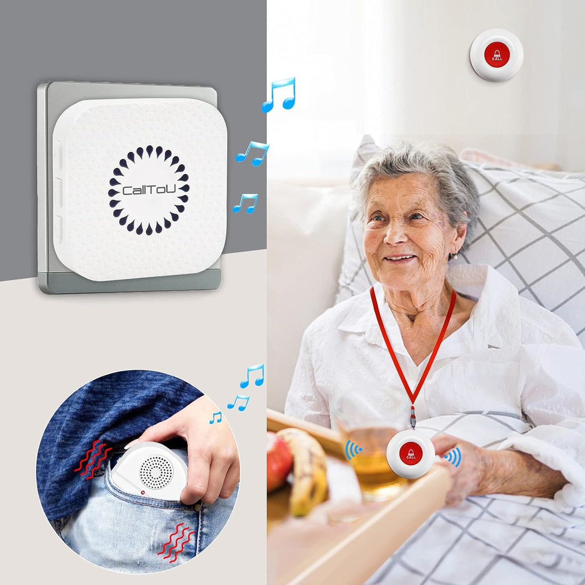 Wireless SOS Call Button Vibration Pager Nurse Calling Alert System R730410