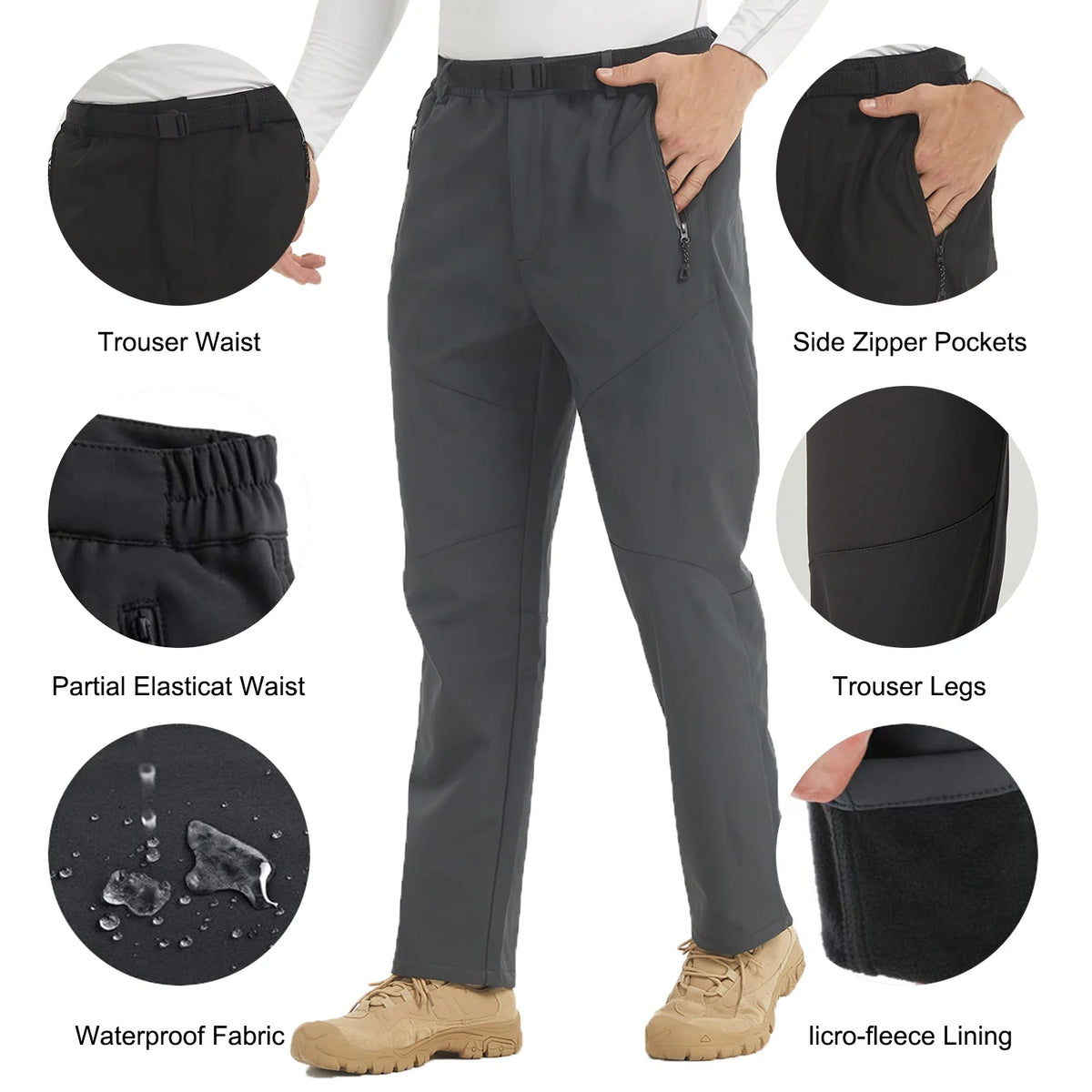 Waterproof Fleece Lined Softshell Ski Pants J732974
