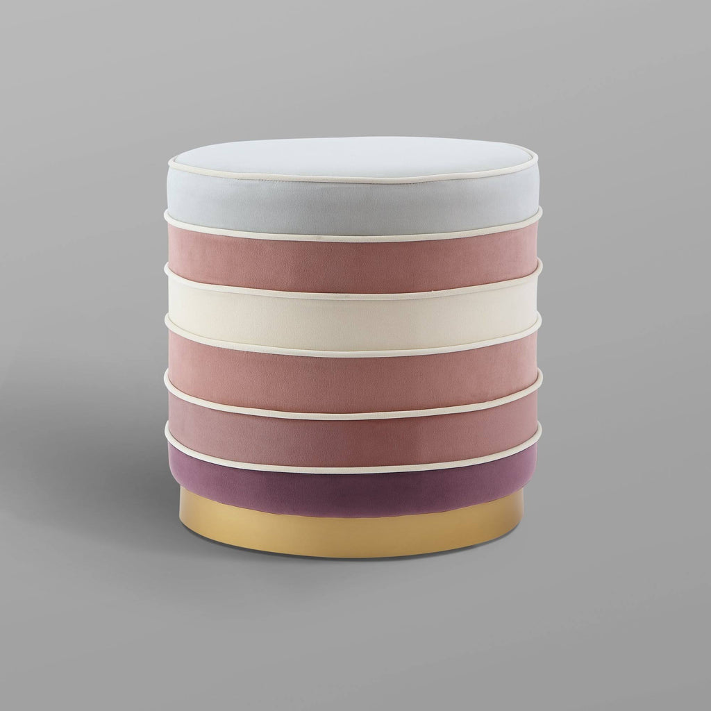 Blush Pink Velvet Ottoman with Metal Base D155815