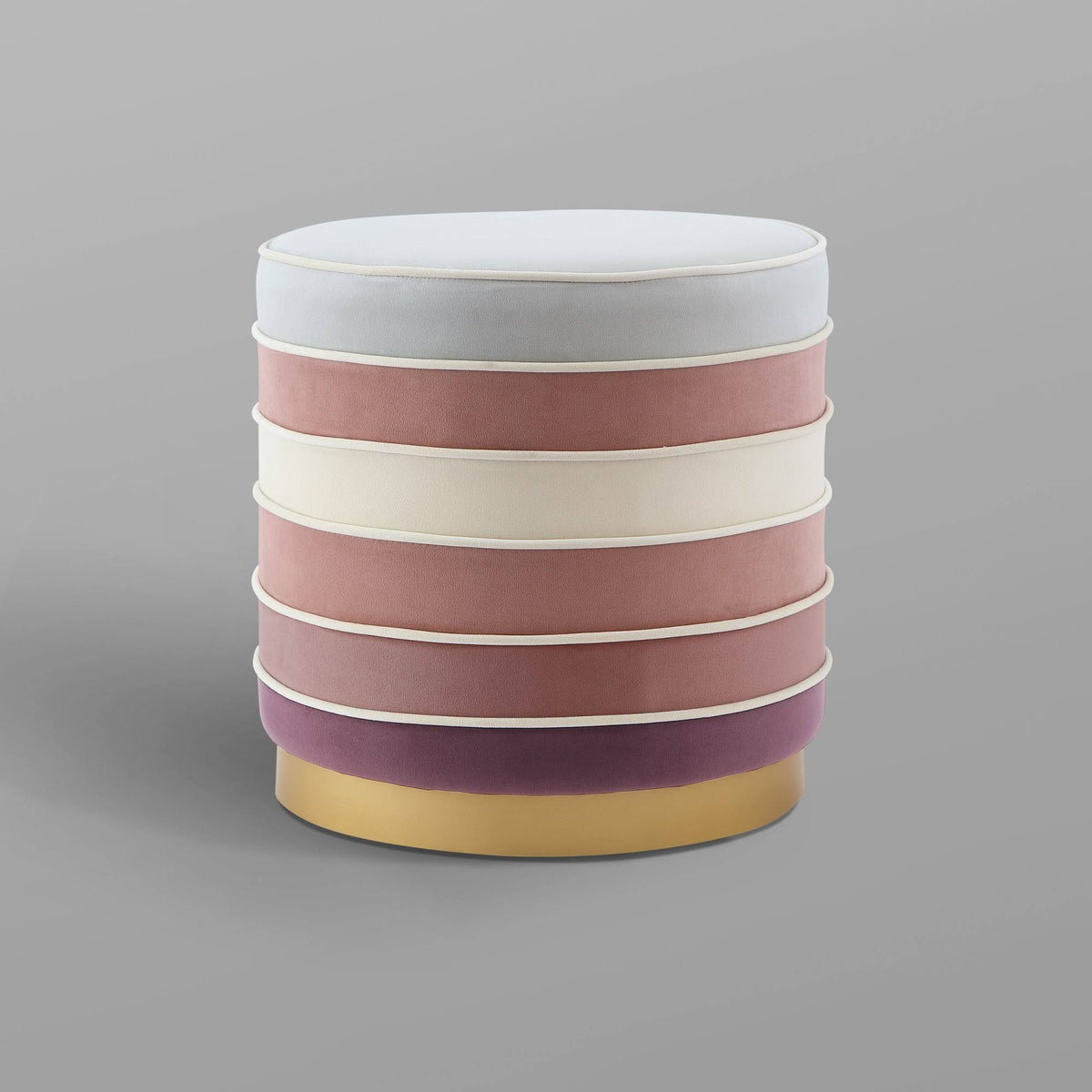 Blush Pink Velvet Ottoman with Metal Base D155815