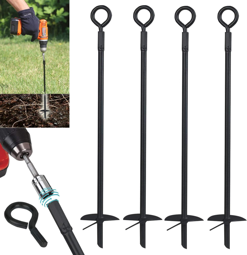 Black Ground Anchor 15 Inches, 10MM Thick, 8 Pack Z4259
