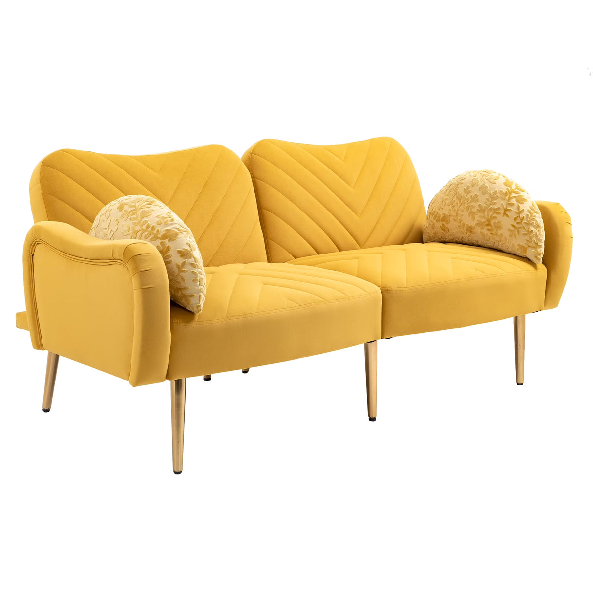 Velvet Loveseat Sofa with 2 Bolster Pillows D439