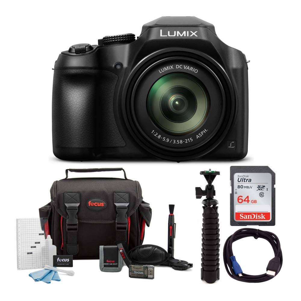 Panasonic Lumix FZ80 4K 60X Zoom Digital Camera with SanDisk 64GB SD Card Bundle B25902