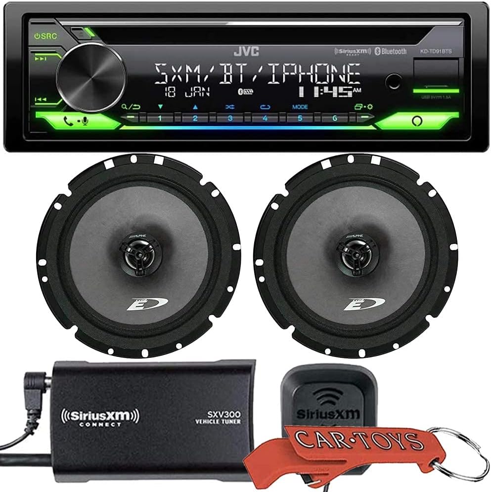 Car CD Receiver with SiriusXM Satellite Radio Tuner and Alpine Coaxial Speakers J213