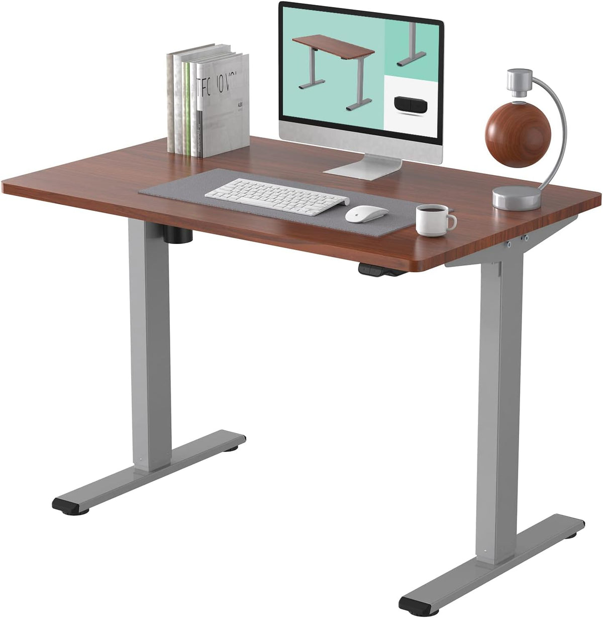 55 x 28 Inches Electric Stand Up Desk with White Top K42618
