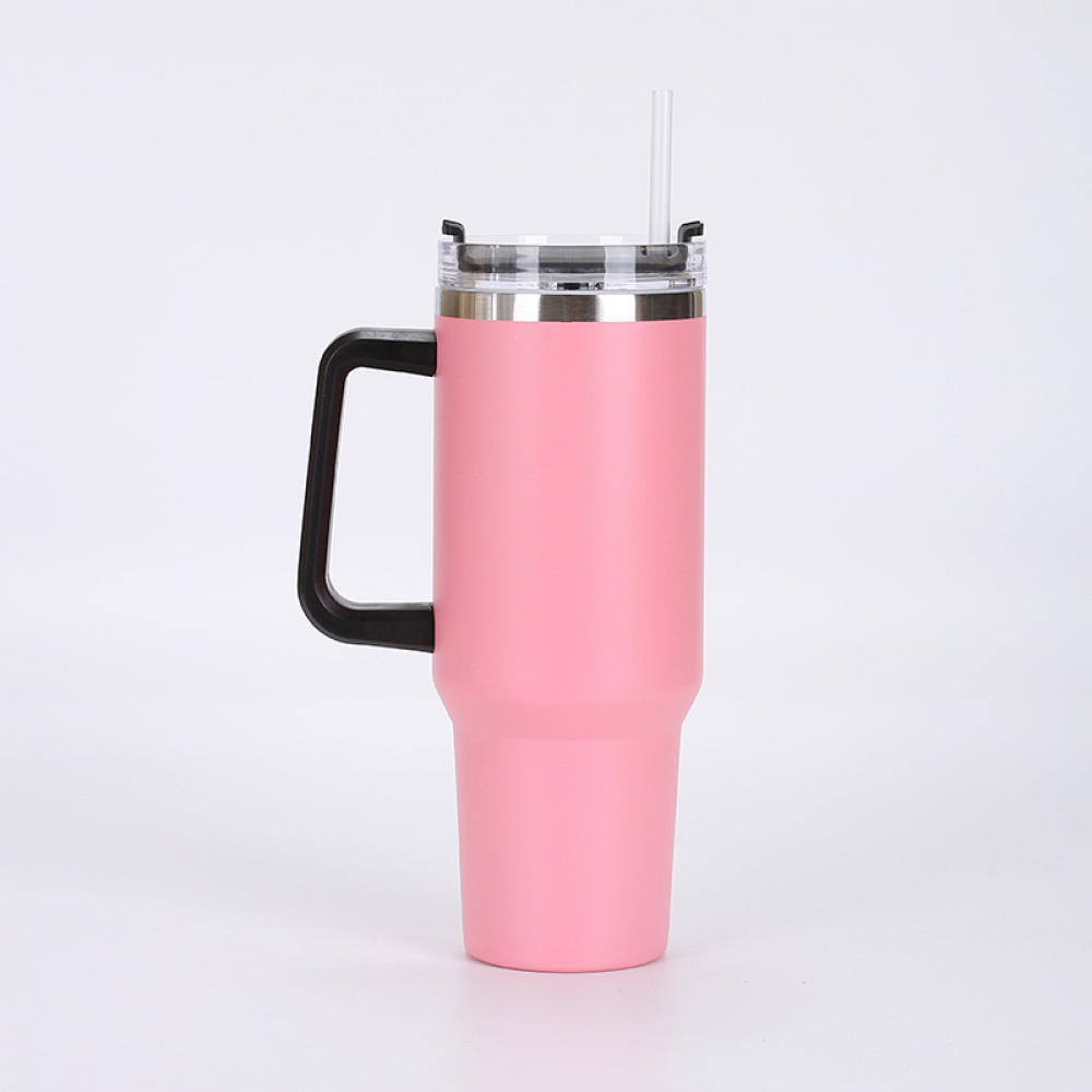 40 oz Stainless Steel Tumbler with Handle and Straw Lid N671