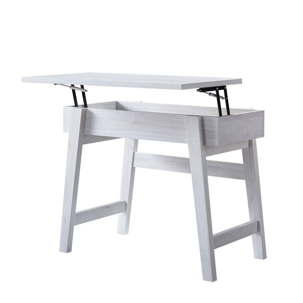White Oak Rectangle Wood Console Table with Lift Top U978