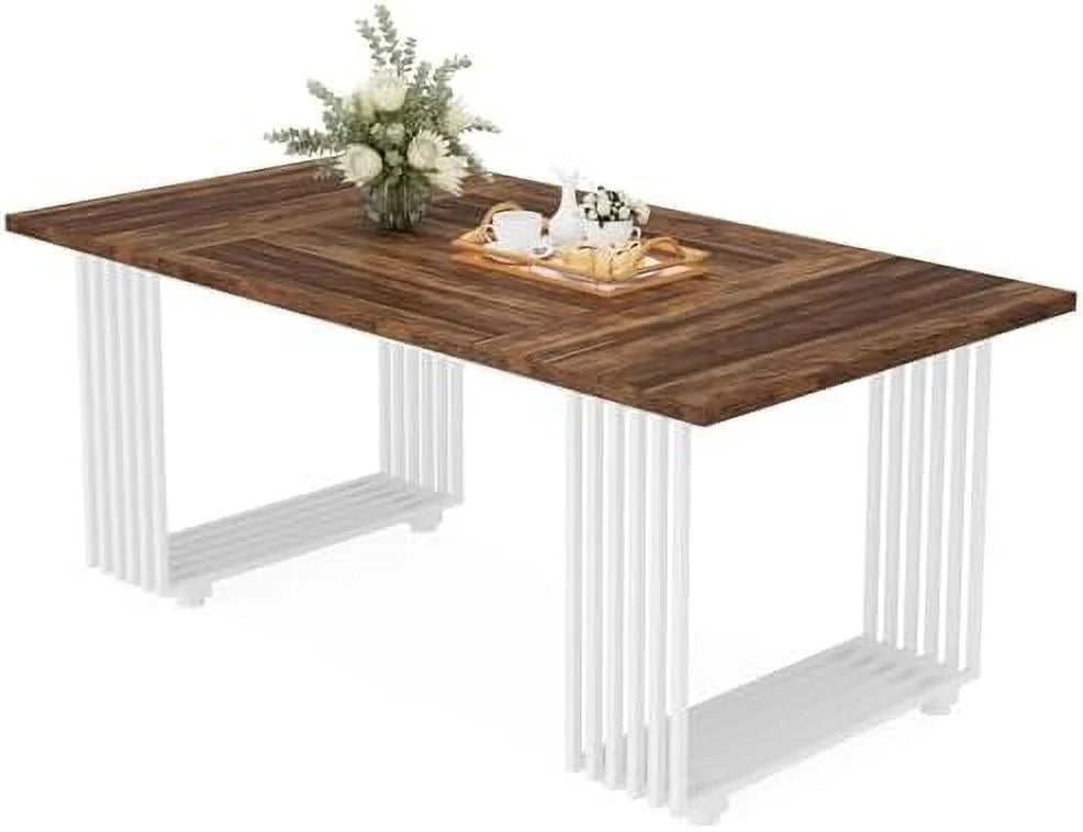 White 70.8 Inch Dining Table with Gold Metal Legs I8653