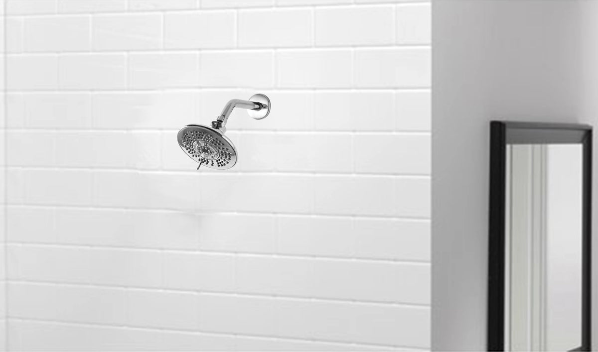 6-Setting Large Chrome Shower Head with Rub-Clean Nozzles T5160