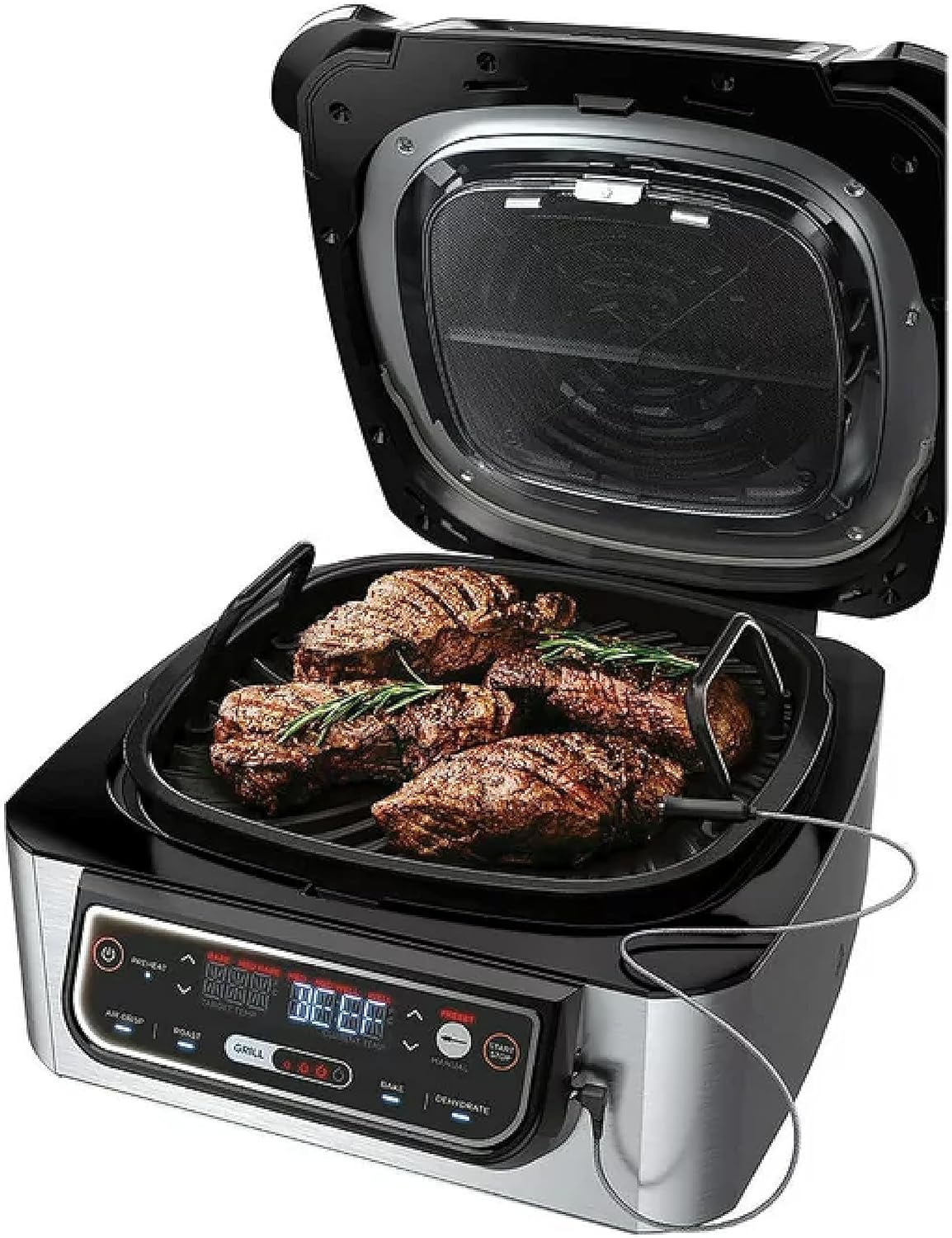 5-in-1 Indoor Grill with 4-Quart Air Fryer D7221