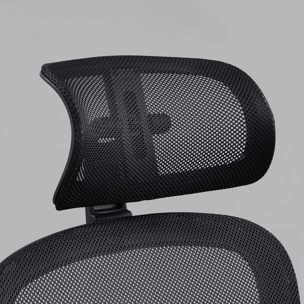 Black Fabric Ergonomic Office Chair with Adjustable Headrest Q531840