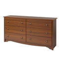 Medium Brown Cherry 6 Drawer Dresser with Metal Knobs W152878