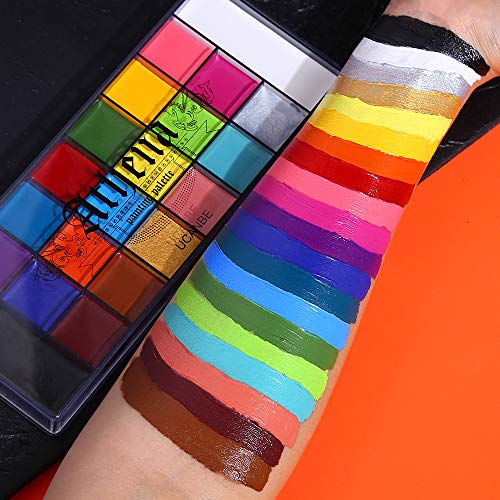 20 Colors Face Body Paint Oil Makeup Set with Mixing Palette and Brushes C1786