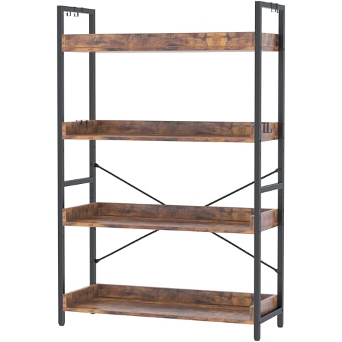 Adjustable 6 Tier Wood and Black Metal Bookcase L523520