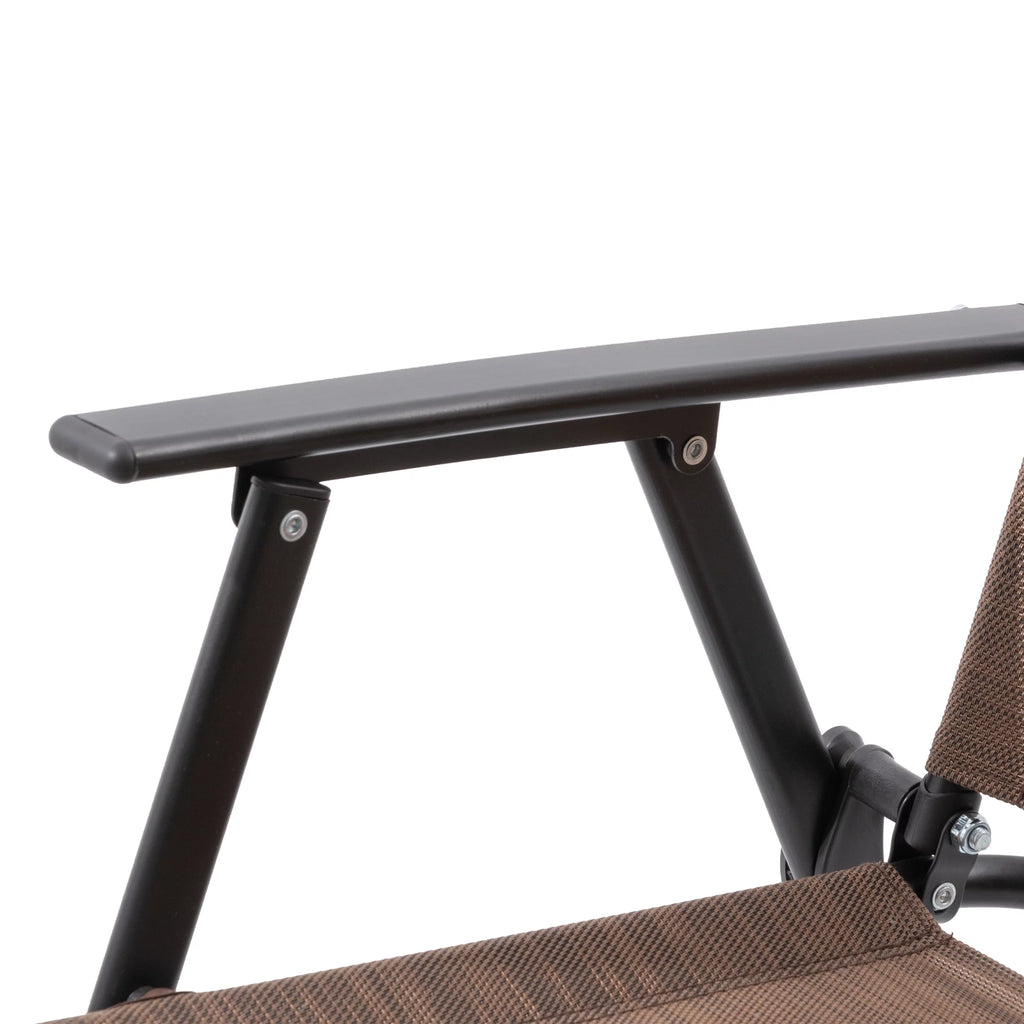Metal Patio Bistro Table and Folding Chairs Set of 3 Brown F7646