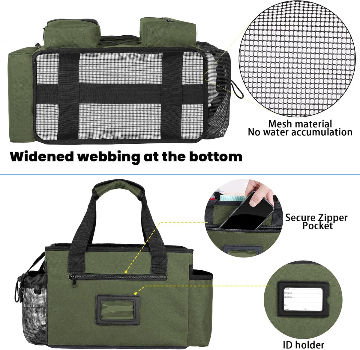 Green Cleaning Caddy Bag with Handles and Adjustable Shoulder Strap X519