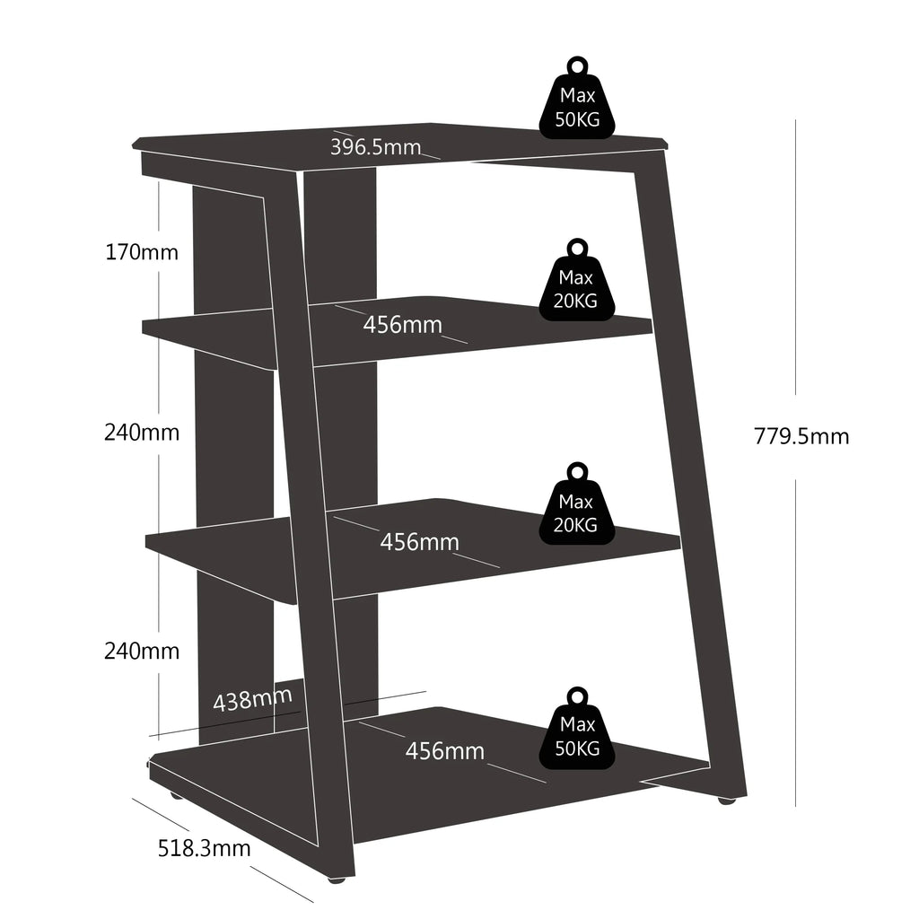 4-Tier AV Stereo Cabinet with Height Adjustable Media Cabinet Y477